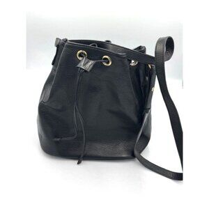 EUC Old Navy Modern Black Leather Bucket Bag With Gold-Tone Grommets